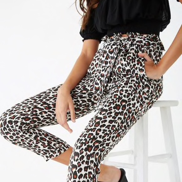 Pants - Paperbag Leopard Pants Trousers NWT